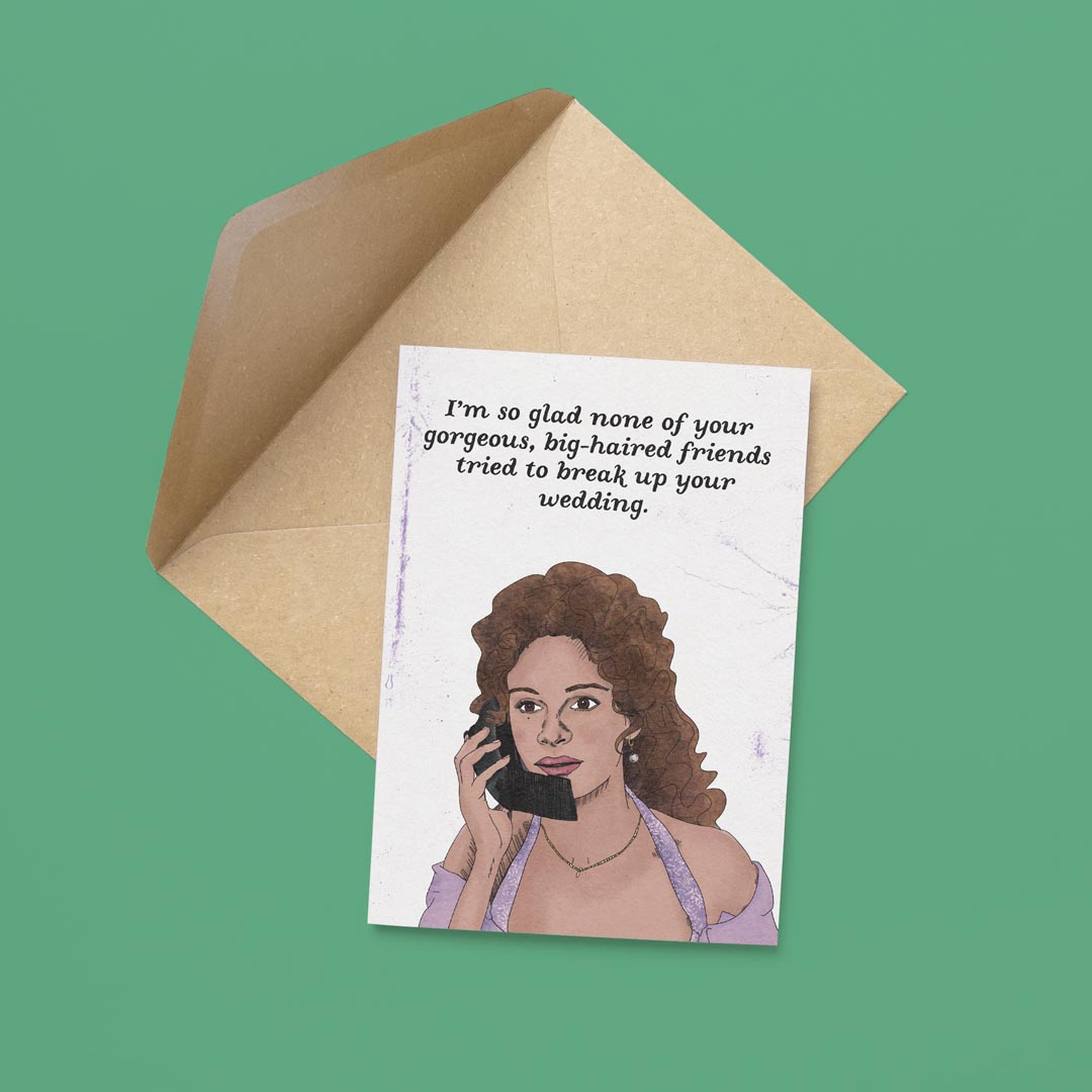 Big-Haired Wedding Card