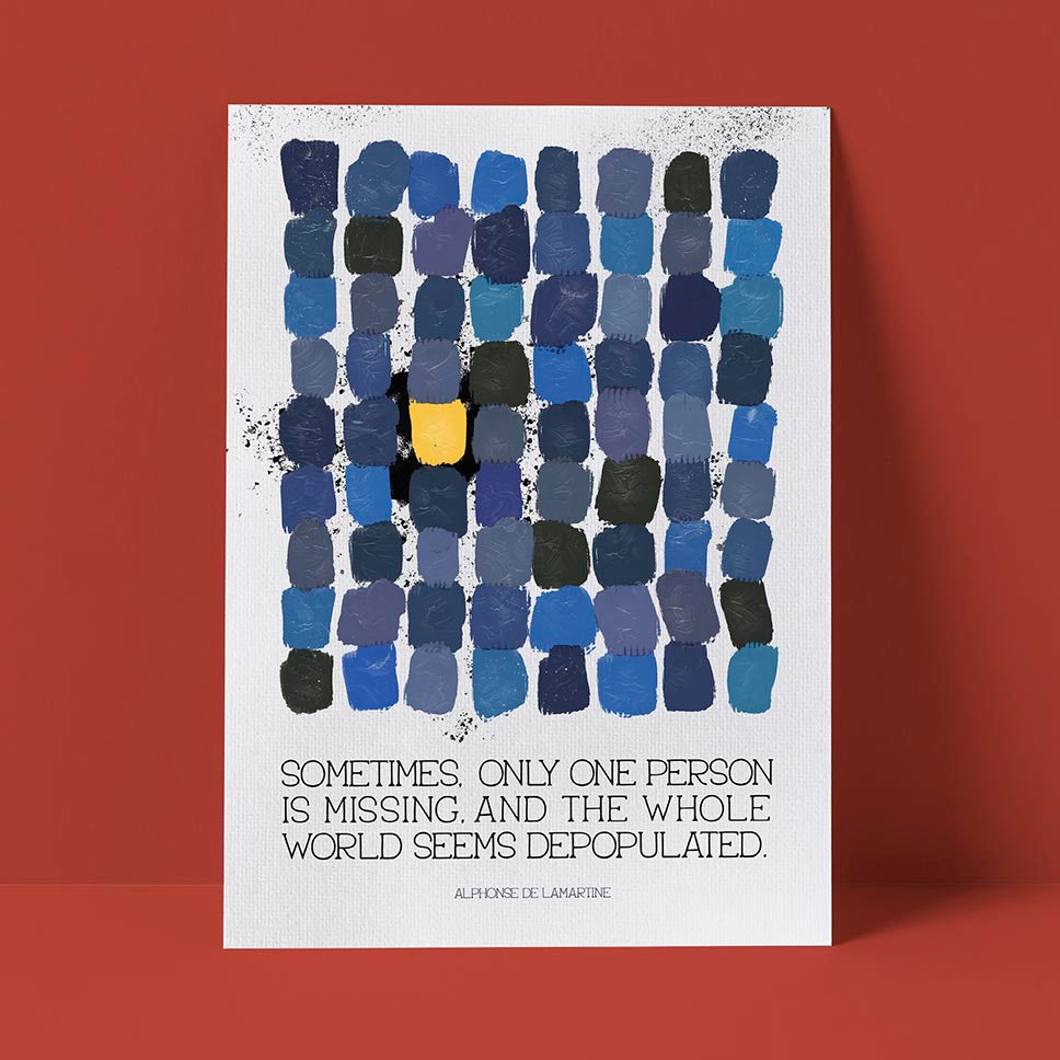 A sympathy card message by Alphonse De Lamartine paired with an original acrylic painting