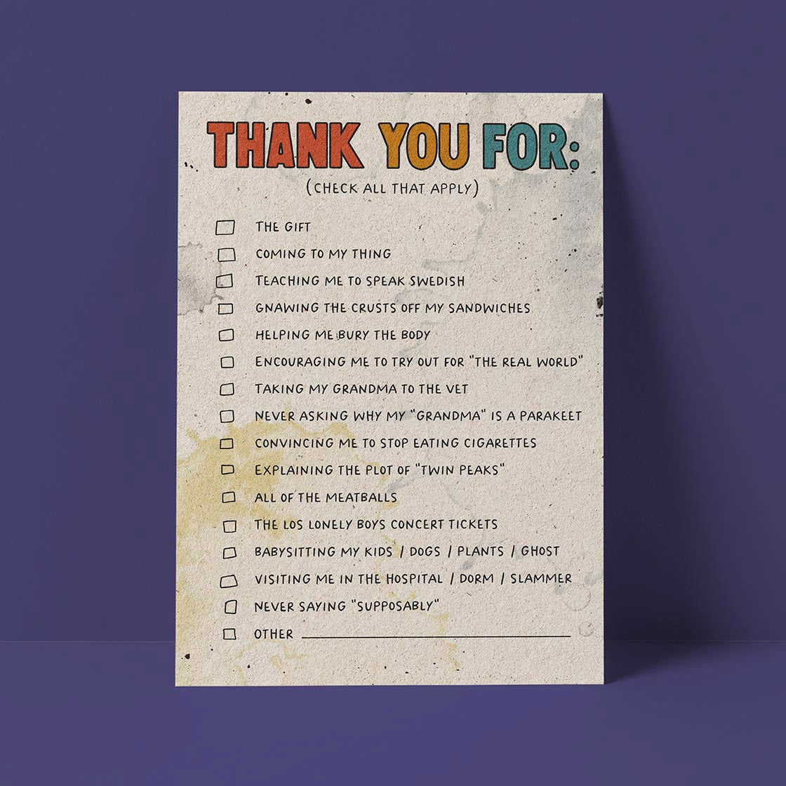 Multipurpose Thank You Card